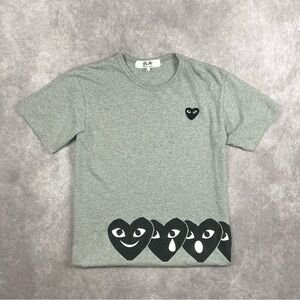 Comme de Garcons Black Play Emoji Grey T-Shirt Black Heart L Size
